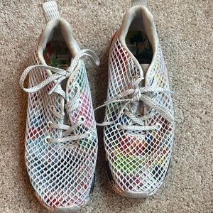 NOBULL White Mesh Athletic Sneakers with Multicolor Underlay